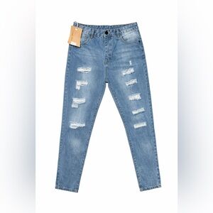 Dant Bulun Distressed Slim Fit Jeans Size 34 Light Wash